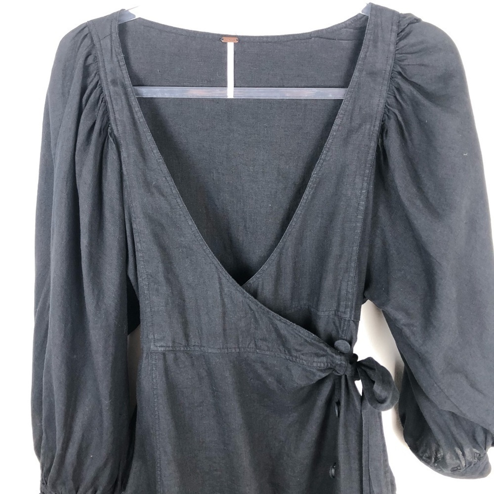 Free People- Carino Dress in Black 100% Linen size: S - Picture 4 of 14